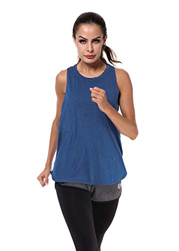 LIERKISS Athletic Women Tank Tops Loose Fit Activewear Workout Clothes Sports Racer Back Cotton Shirts（Small,Black+Gray+Blue）