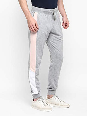 Image of Alan Jones Clothing Men's Cotton Solid Slim Fit Joggers Track Pants (JOG21-P103_Melange_3XL)