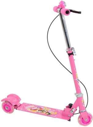 Image of WOX MOX Road Runner Scooter for Kids of 3 to 10 Years Age 3 Adjustable Height, Foldable, LED PU Wheels & Weight Capacity 40 kgs Kick Scooter with Brake(Print May Vary) (Pink)