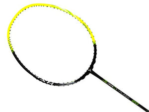 YOUNG Malaysia Carbon Graphite Y-Flash 20 Super Light 74 g, Japanese High Modulus Nano Carbon Badminton Racket, Takes Up to 33 lbs Tension, Includes Full Cover (Yellow and Black)