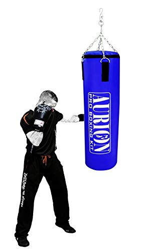 Aurion 1515 Synthetic Leather Boxing Bag with Chain, 48-inch (Red/Blue)
