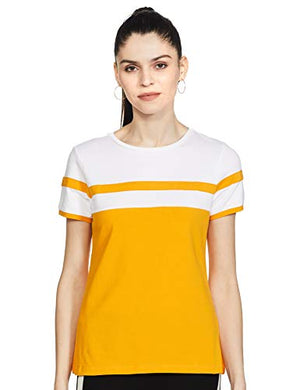 Amazon Brand - Symbol Women's Regular T-Shirt (AW20SYTSMPB10_Mustard L)