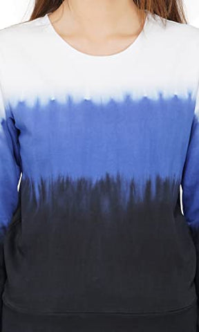 Image of Artemis Women's Tie & Dye Jogger Set-Full Sleeves Jogger Set -Winterwear for Womens & Girls(White & Blue)