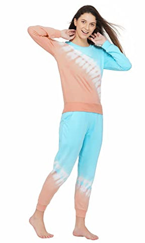 Image of Artemis Women's Tie & Dye Jogger Set-Full Sleeves Jogger Set -Winterwear for Womens & Girls(Brown & Blue)