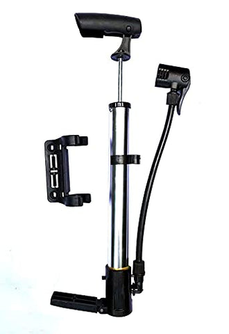 Image of Tusig Bicycle Floor Pump, Cycle Mini Air Pump, Plastic, Multi-Colour (Horizontal Pump)