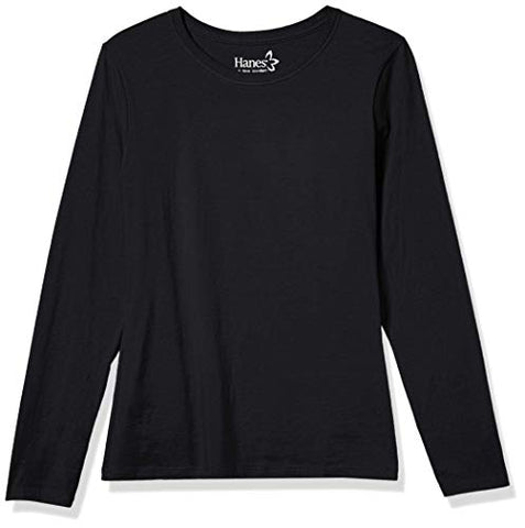 Image of Hanes Women's Long Sleeve Tee, Ebony, Small