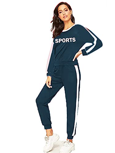 Galani� Yoga Suit For Sports Gym Dancing Workout Aerobic Fitness Breathable Cotton Top & Skinny Fit Leggings For Women (Free Size) Comfortable Ankle-Length Yoga Wear (Free Size Up To 36, Dark Blue)