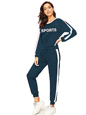 Image of Galani� Yoga Suit For Sports Gym Dancing Workout Aerobic Fitness Breathable Cotton Top & Skinny Fit Leggings For Women (Free Size) Comfortable Ankle-Length Yoga Wear (Free Size Up To 36, Dark Blue)