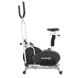 Healthex Orbitrek/Orbitrac Exercise Cycle and Cross Trainer | Dual Trainer 2in1 Home Fitness Gym Equipment 1350R for Home Gym with 1Year Warranty (Silver/Black)