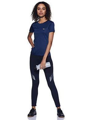 Fusefit Women's Plain Slim fit Sports T-Shirt (FFA-WT001-03_Navy Small)