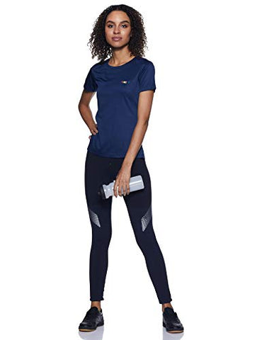 Image of Fusefit Women's Plain Slim fit Sports T-Shirt (FFA-WT001-03_Navy Small)