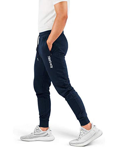 Image of hiker's way Men's Regular Fit Track Pants for Men Sports Blue