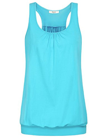 Image of Miusey Exercise Tops for Women, Ladies Sleeveless Scoop Neck Racerback Tank Workout Athletic Activewear Junior Yoga Running Sports Fitness Shirt Blue-3 M