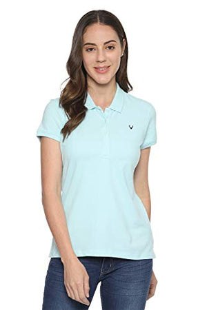 Allen Solly Women's Regular Polo Shirt (AHCTCRGFN06149_Lt. Blue Solid L)