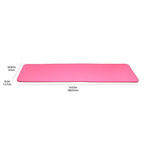 Image of AmazonBasics 13mm Extra Thick Yoga and Exercise Mat with Carrying Strap, Pink