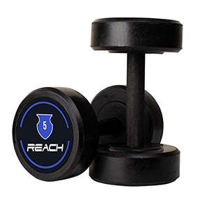 Reach Dumbbell 5Kg Red Round Dumbbell Set - Pair of 2