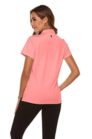 Image of YSENTO Women Polo Shirts Casual Moisture Wicking Sport Work T-Shirts Tees(Pink, Size XL)