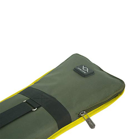 Image of One O One - Lines Collection Single Compartment Military Green + Yellow Print Padded Full Cricket Bat Cover/Cricket Kitbag