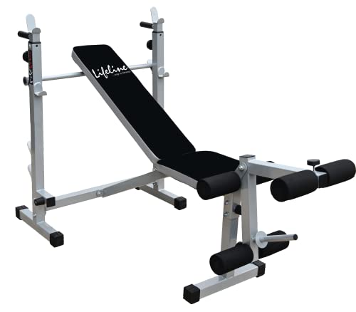 Lifeline Fitness LB-305 Strength Multi-Purpose Adjustable Bench Flat, Incline Decline Bench with Leg Curl & Leg Extension Full Body Workout for Men at Home,