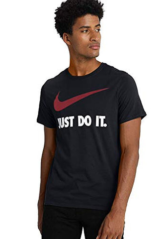 Image of Nike Sportswear Men's Just Do It Swoosh Tee (Medium, Black/University Red/White)