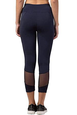 STOKOR Mesh Yoga Gym Dance Workout and Active Sports Fitness Leggings Stretchable Tights for Women | Girls (Large, Blue)