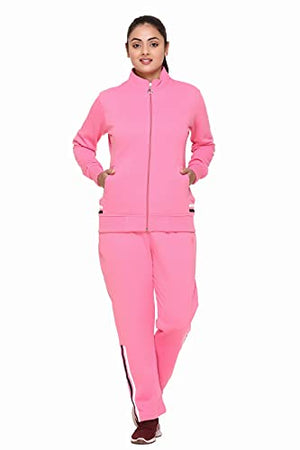 PIPASA Women and Girls Sports Gym Wear Casual Track Suit For Winter (L, BABYPINK)