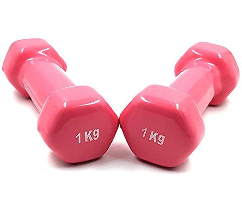 Image of FITNESS INDIA™ Neoprene Vinyl Dumbbell 1 kg each (Set of 2) Fitness Gym Exercise, Non-Slip Hand, Biceps Triceps for Men & Women