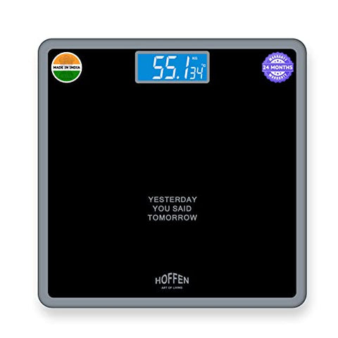Image of Hoffen (India) Digital Electronic LCD Personal Health Body Fitness Weighing Scale (Black) with 2 Years Warranty