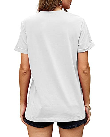 Image of Ferrtye Womens Sunflower Print Graphic T Shirts Short Sleeve Novelty Summer Tops (White, Large)