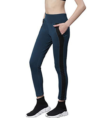 CHKOKKO Women Yoga Track Pants Stretchable Sports Tights Indigo M