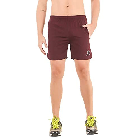 Image of STOKOR Athleisure Men's Regular Fit Sports Shorts | Quick Dry Technology | (Large, Wine)