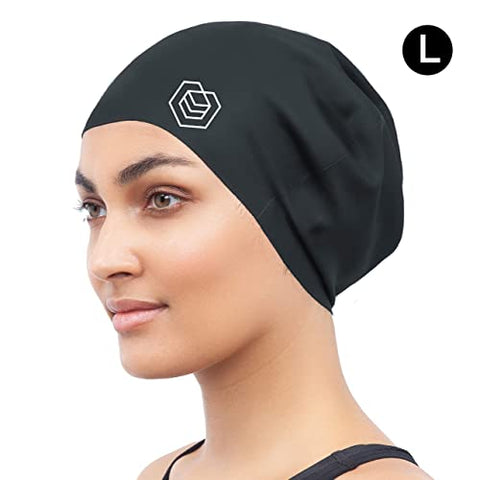Image of SOUL CAP XL ââ‚¬â€œ Extra Large Swimming Cap/Shower Cap | Designed Long Hair, Dreadlocks, Weaves, Hair Extensions, Braids, Curls & Afros | Women & Men Silicone (Black)