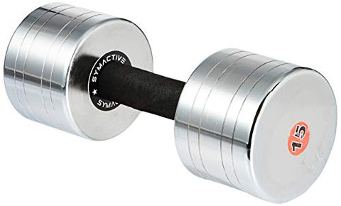 Image of Amazon Brand - Symactive Chrome Plated Steel Dumbbell, Set of 1, 15 Kg