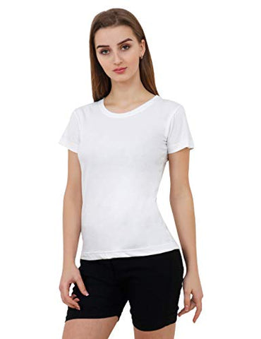 Image of Reifica Women's Plain Half Sleeve T-Shirt Combo Pack of 4 (Black,Maroon,White,Mustard Yellow_Small)