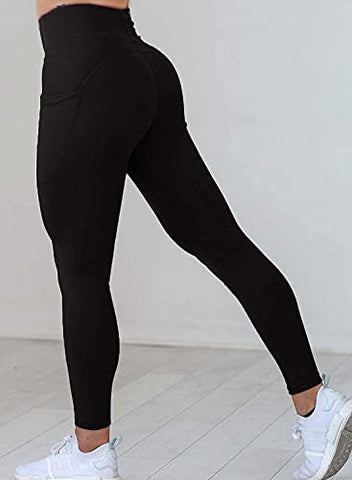 Image of MONKDEER Side Pocket Gym wear Leggings Ankle Length Workout Pants with Phone Pockets | Stretchable Tights | Mid Waist Sports Fitness Yoga Track Pants for Girls & Women(WT-08BLACK32)