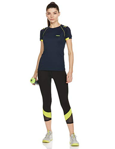 Image of Fusefit Women's Slim fit T-Shirt (FF WMN CNS TEE_Navy / Yellow S)