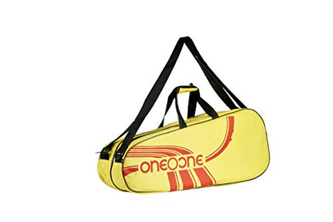 Image of One O One - Lines Lite Collection Double Compartment Yellow + Red Racket KitBag (Badminton/Tennis/Squash)