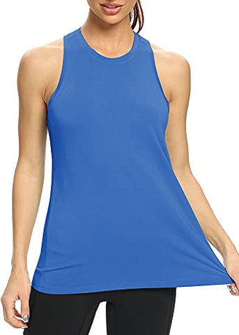 Image of Mippo Womens Workout Tank Tops Loose Fit Cute Muscle Tanks Athletic Yoga Shirts Racerback Sports Running Activewear Tops Gym Clothes for Women Blue S