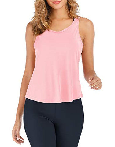 Image of DIBAOLONG Womens Summer Workout Tops Sexy Open Back Backless Yoga Shirts Activewear Workout Clothes Running Sports Gym Fitness Quick Dry Loose Cute Sleeveless Tank Tops Pink M