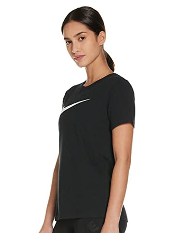 Image of Nike Women's Dry Tee Drifit Crew, Black/Black/Heather/(White), Small