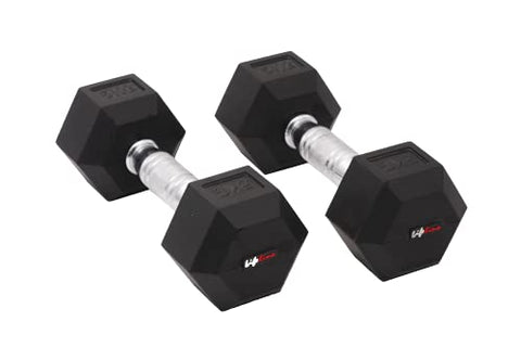 Image of Lifeline 25 Kg Hexa Dumbbell Set Ideal for Home Gym Exercise Workout for Men & Women, Cast Iron Rubber Coated Encased, Perfect for Home Fitness- Pack of 2