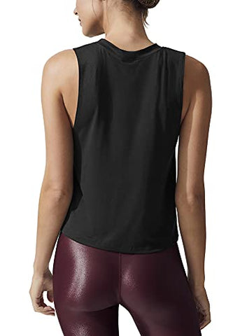 Image of Bestisun Yoga Tops Flowy Sexy Tank Tops Gym Shirts Petite Tops Sports Clothing Activewear for Women Black M