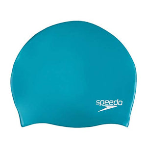 Speedo Junior Plain Moulded Silicone Cap, Green/White