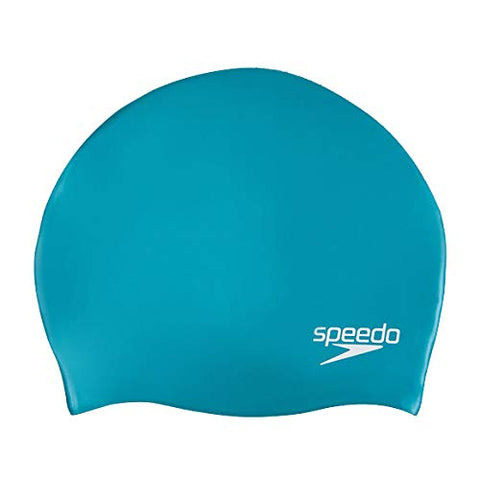 Image of Speedo Junior Plain Moulded Silicone Cap, Green/White