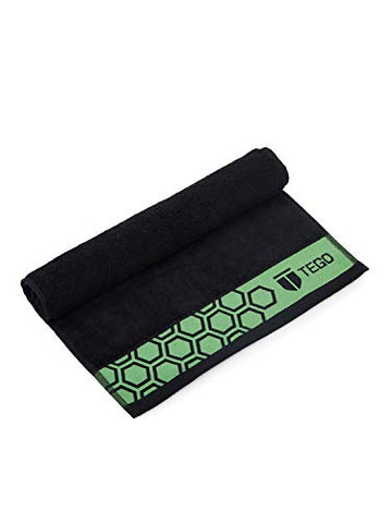 Image of TEGO High Performance Sports Towel (16 x 30 Inches) - Gym Towel, Work Out Towel, Fitness Towel (Jet Black Orange/Green)