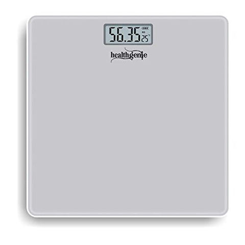 Image of Healthgenie Thick Tempered Glass Lcd Display Digital Weighing Machine , Weight Machine For Human Body Digital Weighing Scale, Weight Scale, with 2 Year Warranty & Batteries Included (Silver)