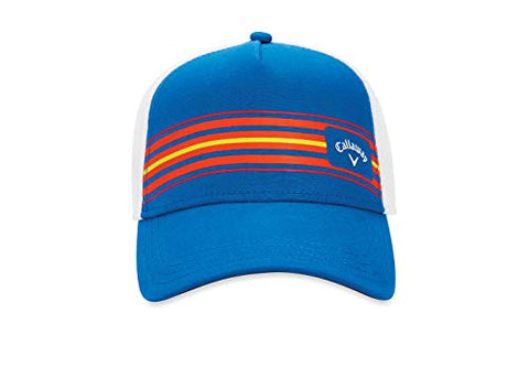 Image of Callaway Golf Stripe Mesh Hat, Royal/White/Orange