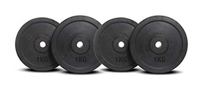 Stag Fitness 4 kg (1kg x4) Rubber Weight Plates 30 MM, Rubber Weight Plates for Professional Gym Training