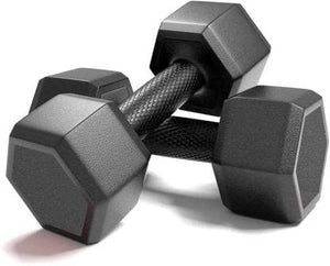 FIT & FITNESS Hex Dumbbells Set and Fitness Kit for Men and Women Whole Body Workout (BLACK-(1KG X 2))