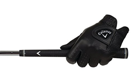 Image of Callaway Golf 2017 Men's OptiColor Leather Glove, Black, Large, Worn on Left Hand